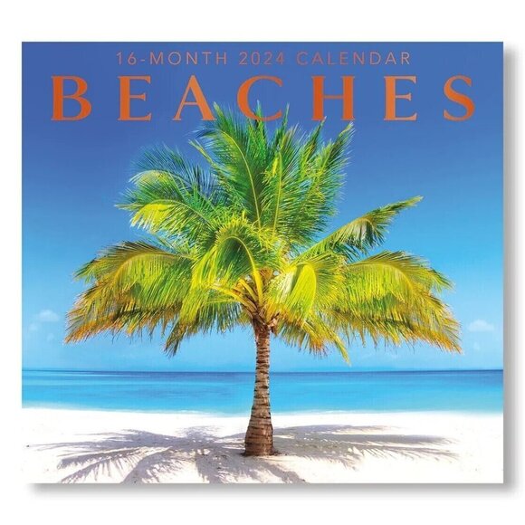 Calendar 2024 Tropical Beaches 16 Months Full Size Wall Calendar Gift 12 X 22 In - Picture 1 of 16
